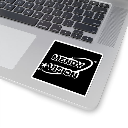 Mendy Vision Space Logo Sticker — Retro Sparkle Kiss-Cut Sticker